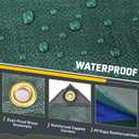 Kesfitt 16 Mil Heavy Duty Waterproof Tarp with Metal Grommets, Dark Green & Blue Reversible Poly Tarp, 10x12 ft, for Outdoor Protection, Yard, Garden, Farm, Camping & Equipment Coverage