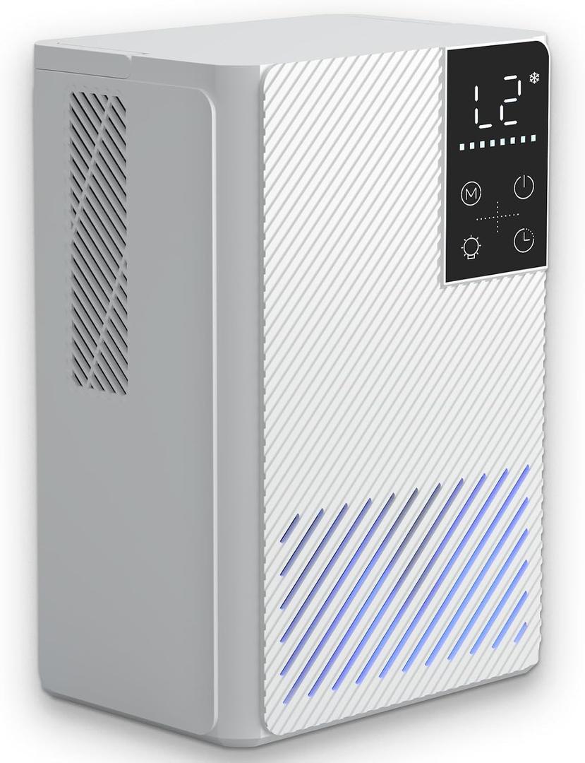 Dehumidifier 58W Compact Quiet Effective Double Cores for Home. 68OZ Water Tank, Sleep Mode, Auto Shut-Off, Delay-Off Timer, Night Light, for Bathroom Bedroom RV Camper Closet or any Small Space