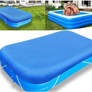 10ft Rectangular Pool Cover 130 in x 82 in Rectangle Inflatable Swimming Pool Cover Dustproof 11 x 7 ft Pools Protector, 340x230 cm cover size, 305x183 cm pool size