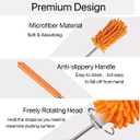Microfiber Duster for Cleaning,6 Pcs Hand Washable Dusters with 11" to 29.5" Reachable Pole,Small Dusters for Cleaning Office Car Computer Furniture Sofa Ceiling Fan (Orange)