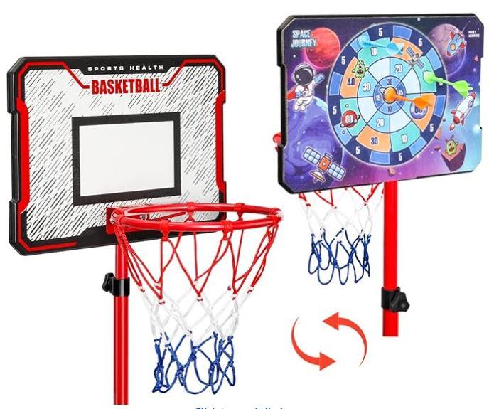 Meland Kids Basketball Hoop - Adjustable Height 2.9ft-6.2ft Toddler for Kids, Goal Indoor & Outdoor Toys Backyard Outside Boys Age 3 4 5 6 7 8 Years Gift
