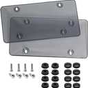 2 Pack License Plate Frames, ABS Car Front/Rear License Plate Frame with Screws Caps, Fit Any Standard US Plates Grey
