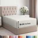 Extra Deep Twin XL Fitted Sheet - Hotel Luxury Single Fitted Sheet Only - Easily Fits 18 inch to 24 inch Mattress - Ultra Soft, Wrinkle Free w/Extra Deep Pockets - Breathable & Comfy - Beige Stripes