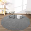 FlyDOIT Round Area Rugs for Bedroom Living Room, 4x4 Grey Super Soft Comfy Thickened Memory-Foam Indoor Circle Carpets, Modern Aesthetic Minimalist Carpet for Boys Girls Adults Nursery Home Decor