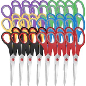 Sewing Craft Scissors Bulk,8" Multipurpose Heavy Duty Sharp Paper Scissors,Stainless Steel Shears for Home Office School Supplies,24 Packs