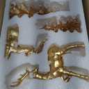 4-Piece Gold Christmas Tree Figurines and Resin Elk Sculpture Small Resin Christmas Trees,Tabletop Tree Artificial Animal Crafts for Indoor Home Decor,Tabletop Mantle Cabinet Desktop Office