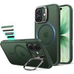 ESR for iPhone 17 Case with Stash Stand, Camera Control Cover Compatible with MagSafe, Military-Grade Drop Protection Magnetic Phone Case, Scratch-Resistant Back Cover,Frosted Green