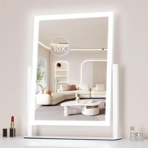 Lighted Makeup Mirror, Hollywood Vanity Mirror with Lights, Three Color Lighting Modes, and 5X Magnification Mirror, Smart Touch Control, 360Rotation