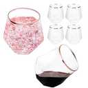 LUODA Rose Gold Diamond Shaped Plastic Stemless Wine Glasses Set of 24, Disposable 12 Oz Rose Gold Plastic Whiskey Glasses for Birthday, Housewarming and Weddings