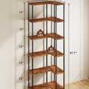 HIGDBFE 6-Tier L-Shaped Corner Bookshelf, 67" Tall Modern Corner Shelf