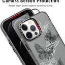 Butterfly Case for iPhone 12 Pro Case Cute Black and White Butterflies Print Pattern Design Phone Cases with Screen Protector for Women Girls Translucent Matte Slim Protective Cover