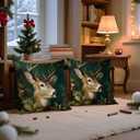 Vintage Christmas Set of 2 Deer Throw Pillow Covers 20x20Inch Dark Forest Retro Elk Art Animals Double Sided Print Winter Xmas Mistletoe Decor Cushion Cases for Sofa Couch (Wl-dp-wc-dark)