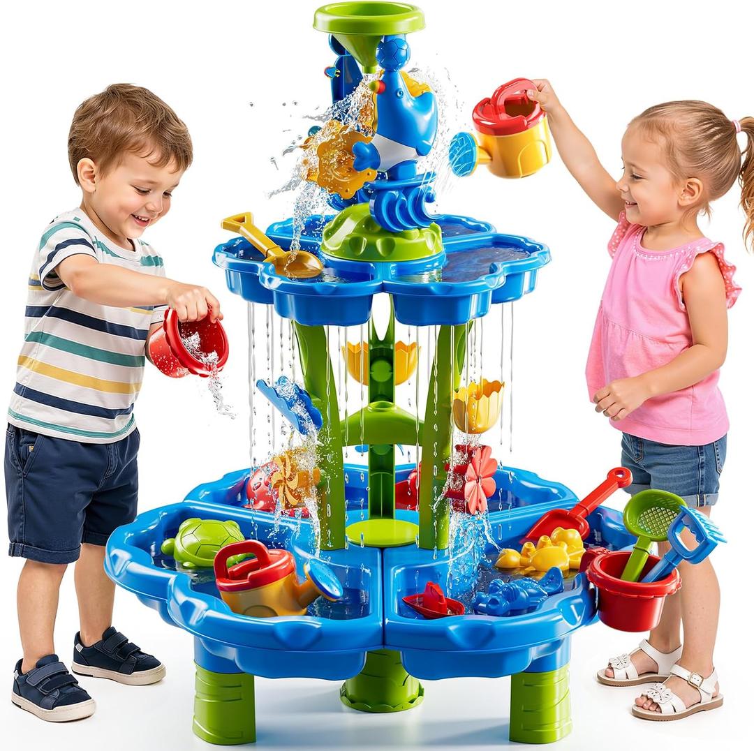 JUKUDAHU Water Table for Kids Ages 4-8 - Sand and Water Table with Beach Toys, Toddler Outdoor Toys, Activity Sensory Play Table, Birthday Gifts for Boys Girls 1-3 3-5