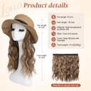 LONAI Hat Wig for Women, Detachable Hat with Long Wavy Synthetic Hair, Hat with Hair Attached for Women, Removable Wig with Hat, Summer Beach Hat Wigs for Women-Deep Blonde with Highlight