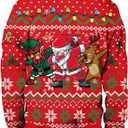 Colorful House Unisex's Ugly Christmas Jumper Sweater Printed Pullover,3D Funny Digital Print Sweatshirt Suit for Men Woman (Red)