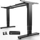 HUANUO Standing Desk Frame with 220lbs Powerful Brushless Motor, Double Crossbeam Structure, Thick Adjustable Desk Legs, for Max 35.4″ x 86.6″ Desktop, for Home Office, Black Frame Only, 3-Stage