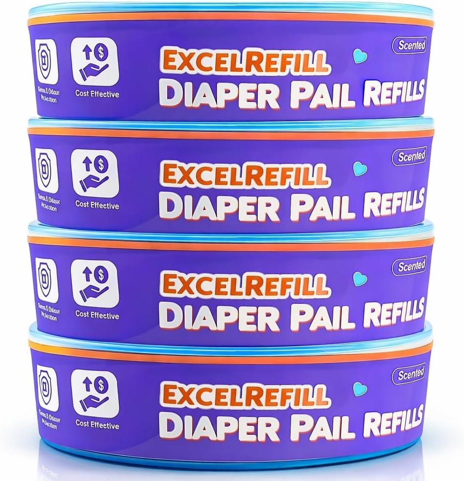 Diaper Pail Refills Compatible with Diaper Genie and Munchkin Pails | 1280 Count (4-Pack,320 Count)