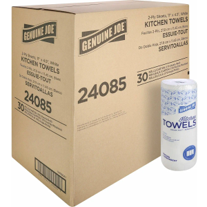 Genuine Joe Kitchen Paper Towels,11" x 4.5", 2-Ply, 170 Sheets/Roll, 30 Count
