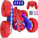 Spider RC Cars Toys for Boys 4-6, 2.4GHz Remote Control Car with 26 LED Light System, 360 Flips, Changeable Wheels, Rechargeable All-Terrain Truck Gift for Kids Ages 4-8 (Blue&red-led)