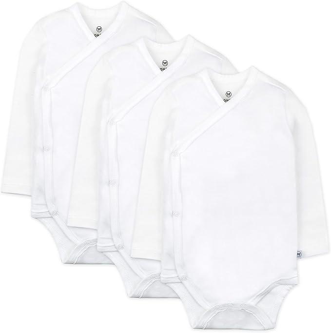 HonestBaby Unisex-Baby 2-pack Long Sleeve Side-Snap Kimono Bodysuits Organic Cotton for Infant Baby Boys, Girls, Unisex, Size 3-6 m