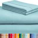 LuxClub 4 PC Queen Sheet Set, Queen Size, Deep Pockets 18" Wrinkle Free Cooling Bed Sheets Machine Washable Hotel Bedding Silky Soft - Aqua Queen