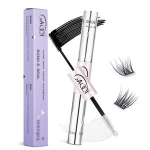 GAQQI Lash Cluster Glue, Lash Bond and Seal Waterproof, Bond & Seal Eyelash Glue for Clusters, Eyelash Adhesive Black Long-Lasting 72H, Latex-Free（5ml+5ml）