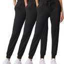 Real Essentials 2 Pack: Women's Ultra-Soft Lounge Joggers Sweatpants Athletic Yoga Pants with Pockets Size XXL