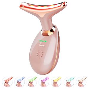 Light Based Face-Neck-Massager - 7 Color Portable Facial Massager for Skin Care, Rose Gold (Rose Gold A1)