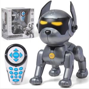 Top Race Robot Dog Toy - Interactive Fun and Educational STEM Remote Control Robot Toy for Kids - Dances, Sits, Stands, Barks, Walks - Rechargeable - Plastic Pet Robot - Dark Grey