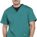 Cherokee Scrubs for Men Workwear Professionals V-Neck 4 Pocket Scrub Top WW695 (X-Large Tall, Hunter Green)