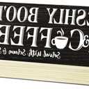 Halloween Table Decor Coffee Ghost Wooden Sign, Farmhouse Ghost Tabletop Centerpiece Decorative Coffee Bar Block Signs for Home Office Kitchen Shelf(mh07)