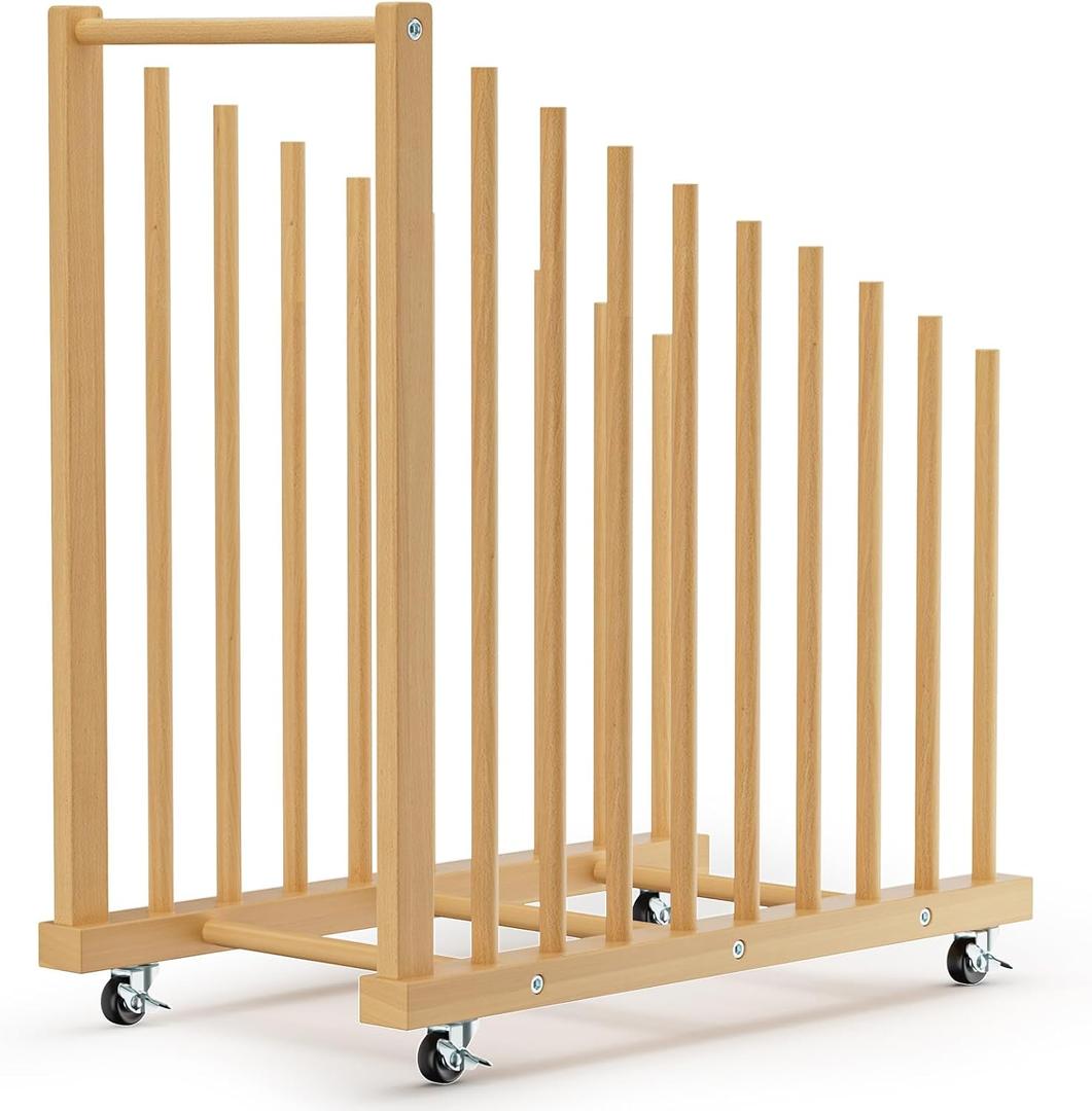 Art Canvas Storage Rack, Art Drying Rack with Handle & Caster Wheels for Canvas Boards, Drawing Panels, Frame Mobile Organizer for Studios, Artworks, Gallery