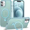 Compatible with iPhone 12 Case & iPhone 12 Pro Case 6.1" with Invisible Ring Stand [Compatible with Mag-Safe] Translucent with Magnetic Kickstand, Blue