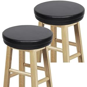 Shinnwa Bar Stool Cushion 1 PackRound Foam Padded Seat Cushions Waterproof Leather Bar Stool Covers with Elastic and Non Slip Bottom 12 Inch Black