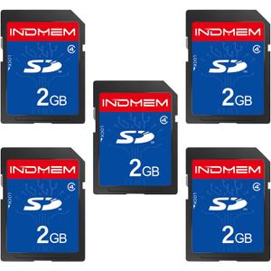 INDMEM 5 Pack SD Card 2GB Class 4 Flash Memory Card 2G SLC Stanard Secure Digital Cards
