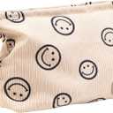 Makeup Bag Small Cosmetic Pouch: Cosmetic Bag for Purse - Cute Make up Bags with Tassel - Gifts for Teen Girl (01-Khaki)