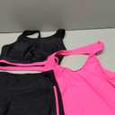 Aleumdr Womens Athletic 3 Piece Tankini Swimsuits with Shorts Swim Tank Tops with Sports Bra and Boyshorts Bathing Suits (Medium, Rose)