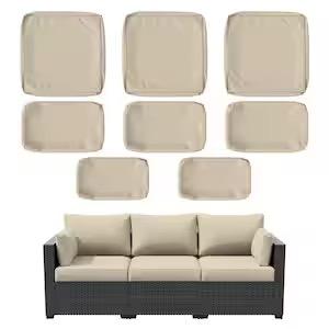 Kimunuk 8-Piece 25.6 in. Outdoor Replacement Lounge Cushion Covers Grass Green 8-Covers-Gras