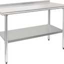 HARDURA Stainless Steel Table Prep & Work Table 24 x 48 Inches NSF Heavy Duty Commercial with Undershelf and Backsplash for Restaurant Kitchen Home and Hotel
