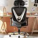 Ergonomic Mesh Office Chair - 3D Adjustable Lumbar Support & 3D Armrests, V-Shaped Back, Adjustable Desk Chair for Office & Home, Black