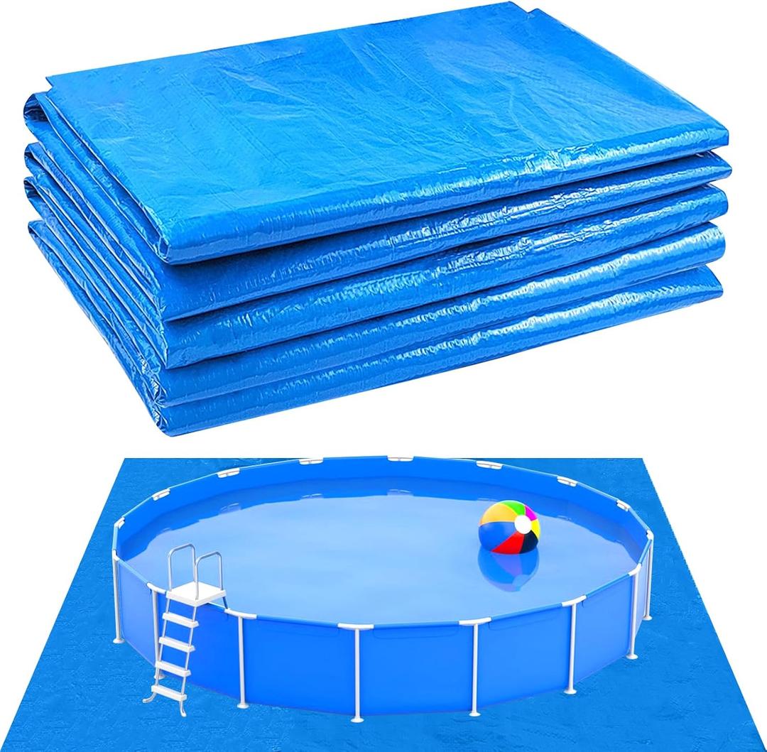 16 x 16 Ft Pool Ground Cloths,Swimming Pool Waterproof PE Swimming Pool Liner Pad for Protect Above Ground Pool Blanket for 8ft to 15ft Frame Above Ground Pools Accessories Prevents Punctures