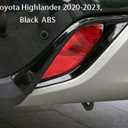 Car Accessories Fit For Toyota Highlander 2020 2021 2022 2023 2024 2025 Exterior Decoration Rear Fog Light Lamp Frame Cover Trim (Black) ABS 2 PCS