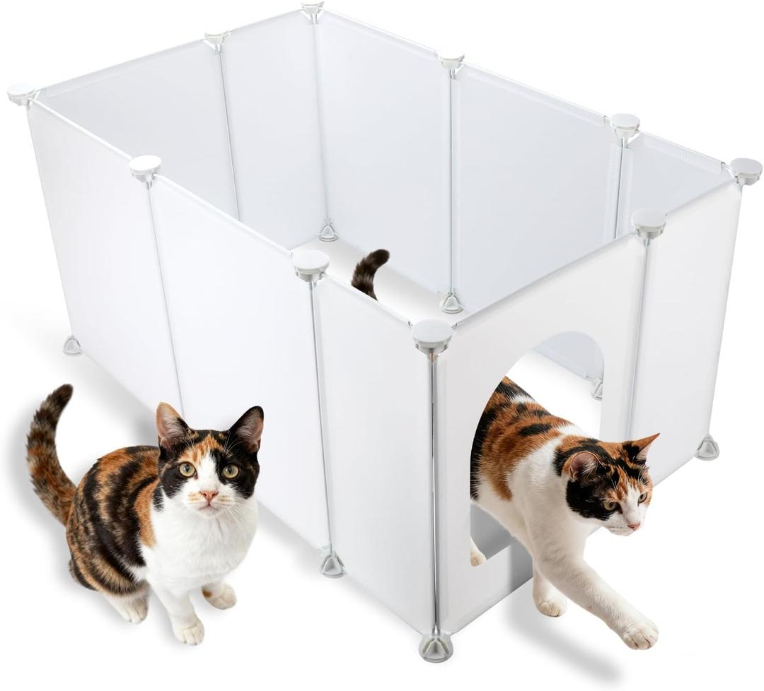 FHTONGE Extra Large Cat Litter Box Enclosure Splash Guard for Any Type, Universal Kitten Litter Pan Pee Shields Wall Protector, Spill Proof Cat Litters Box Privacy Screen for Open Top