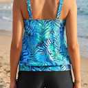 Yonique Blouson Tankini Swimsuits for Women 2 Piece Bathing Suits Tops with Boyshorts Modest Loose Fit Swimwear (Black)