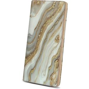 Immaturus Gold Marble Womens Wallet, Slim Thin RFID Blocking Card Wallets, Bifold PU Leather Credit Card Holder Organizer, Cute Cash Clutch Long Billfold with Zipper Coin Pocket Ladies Girls Gift