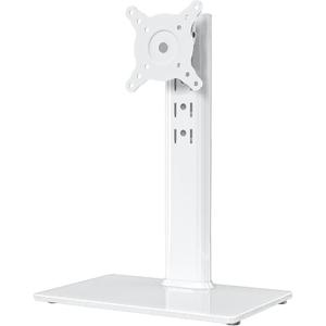Hemudu Single LCD Computer Monitor Free-Standing Desk Stand Riser for 13 inch to 32 inch Screen with Swivel, Height Adjustable, Rotation, Holds One (1) Screen up to 77Lbs(HT05W-001) White