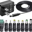 SoulBay 12V 1A AC Adapter Charger Replacement w/8 Tips, Regulated Power Supply Cord for LED Strip Light, CCTV Camera, BT Speaker, GPS, Webcam, Router, DC12V Transformer with ETL Certificate