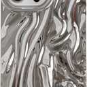 Caseative for iPhone 14 Pro Max Case,Pleated Water Ripple Chrome Wave Pattern Soft Phone Case (Silver)