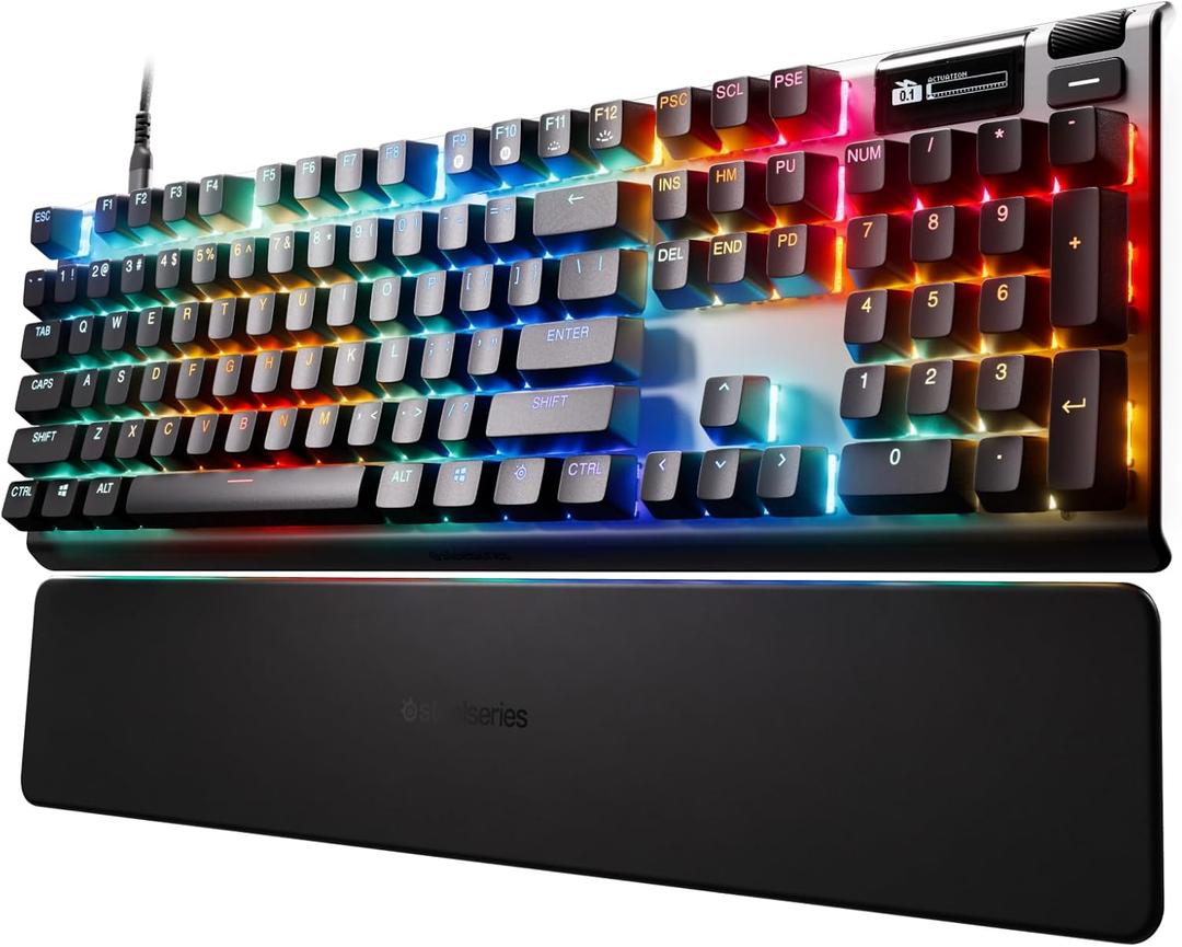 SteelSeries Apex Pro Gen 3 OmniPoint 3.0 HyperMagnetic Switches Adjustable Actuation Rapid Trigger Game-Ready Presets Protection Mode Rapid Tap/SOCD OLED RGB PBT Keycaps USB-C