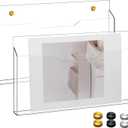 2Pcs Clear Acrylic File Holder Wall Mount Mail Magazine Organizer File Holders with Screw Wall Pocket Office Document Storage Rack Magazine Letter Brochure(14 x8.3 x1.2 ,Horizontal)